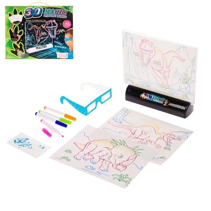 Доска для рисования "3D Magic", световые и звуковые эффекты, аксессуары и очки 3D в комплекте