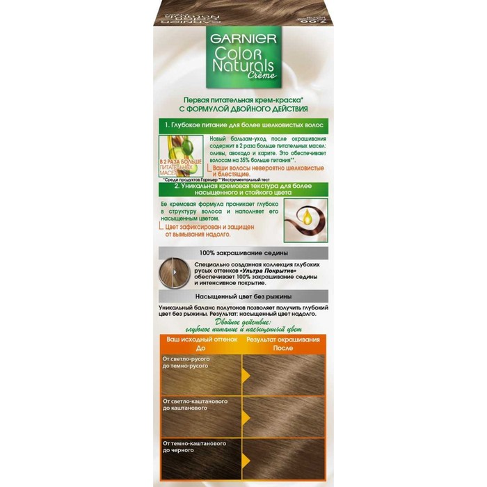 Стойкая крем-краска Garnier Color Naturals для волос, оттенок 7.00, Глубокий Русый