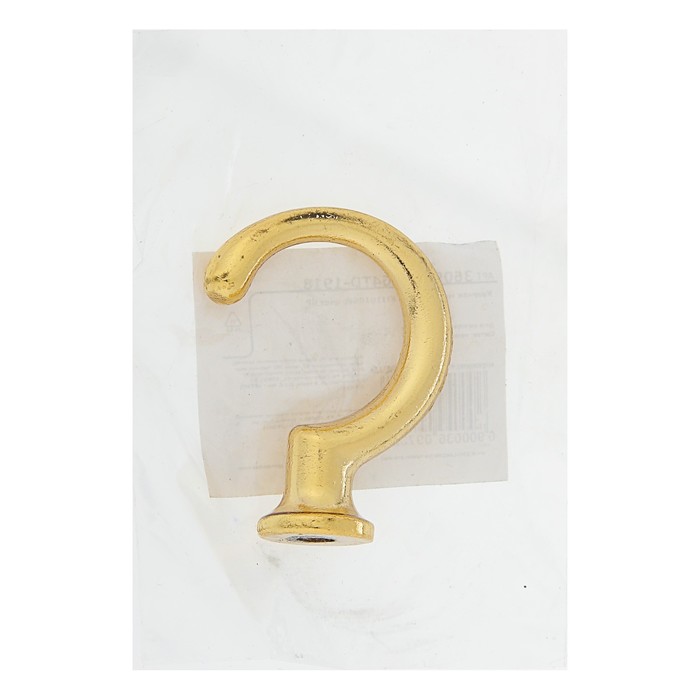 Крючок мебельный, KM1010GP, однорожковый, цвет золото