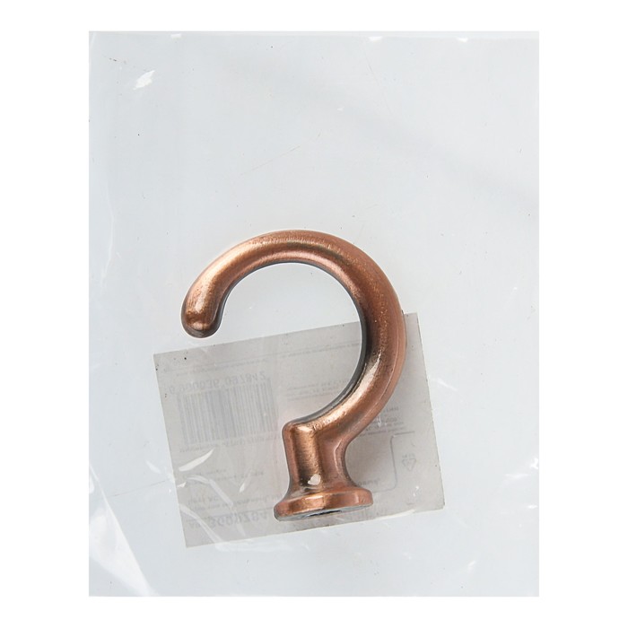 Крючок мебельный, KM1010AC, однорожковый, цвет медь