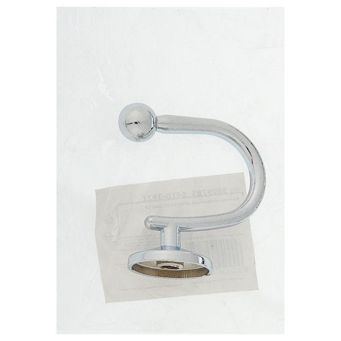 Крючок мебельный, КМ1011CP, однорожковый, цвет хром