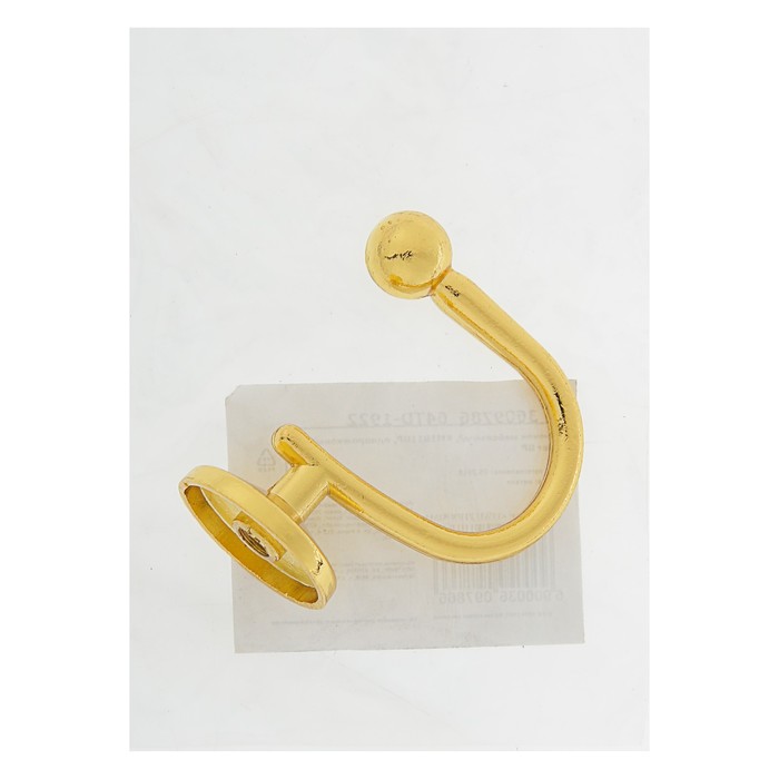 Крючок мебельный, КМ1011GP, однорожковый, цвет золото