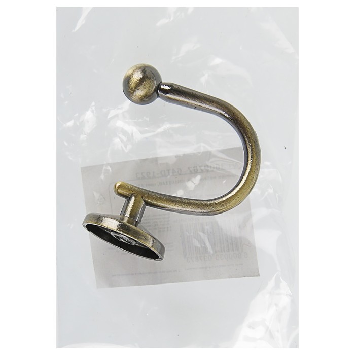 Крючок мебельный, КМ1011AB, однорожковый, цвет бронза