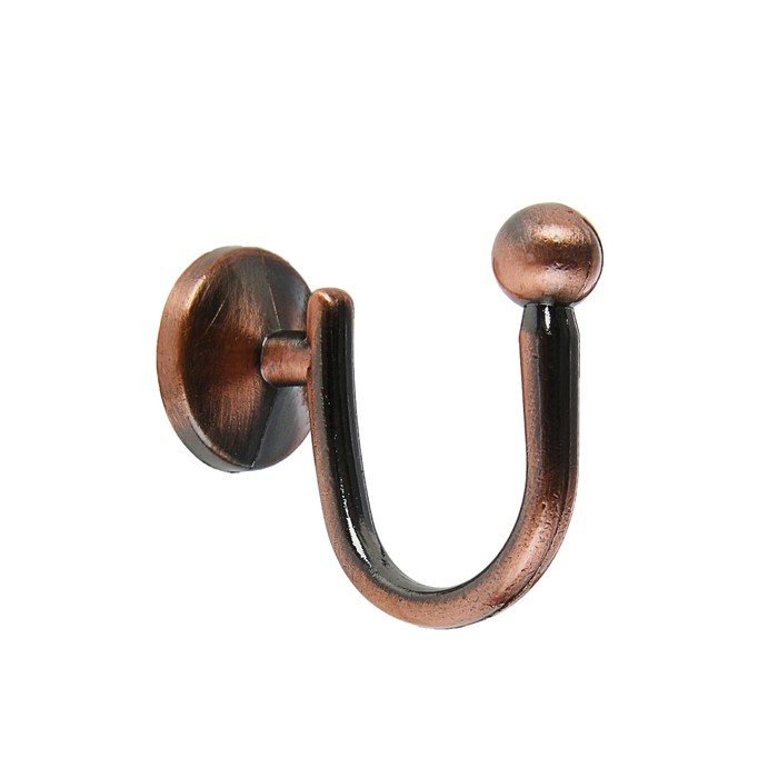 Крючок мебельный, КМ1011AC, однорожковый, цвет медь
