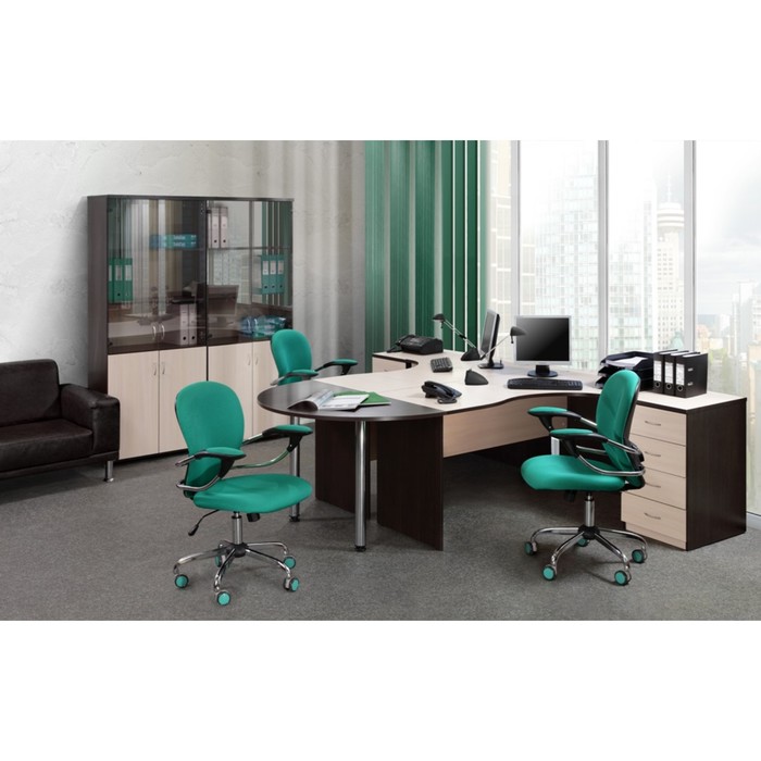 Шкаф для документов, 798х418х1960 мм, прозрачное стекло, венге/дуб