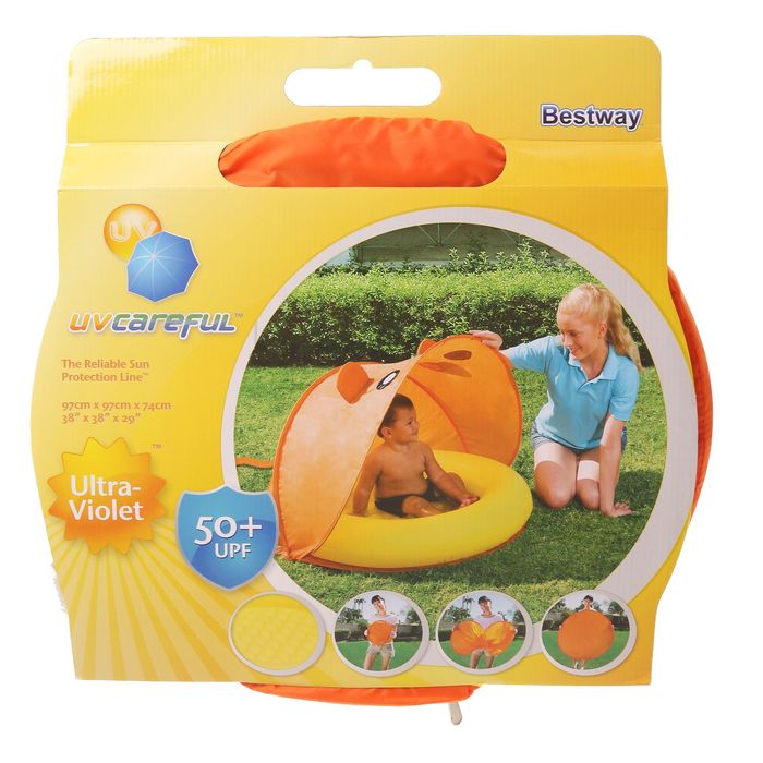 Бассейн надувной "Звери", с тентом, 97 х 97 х 74 см, цвета МИКС