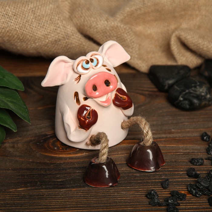 Копилка авторская "Удивленная свинка" с ножками, микс