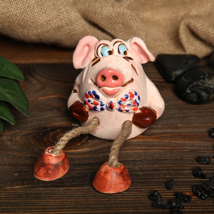 Копилка авторская "Удивленная свинка" с ножками, микс