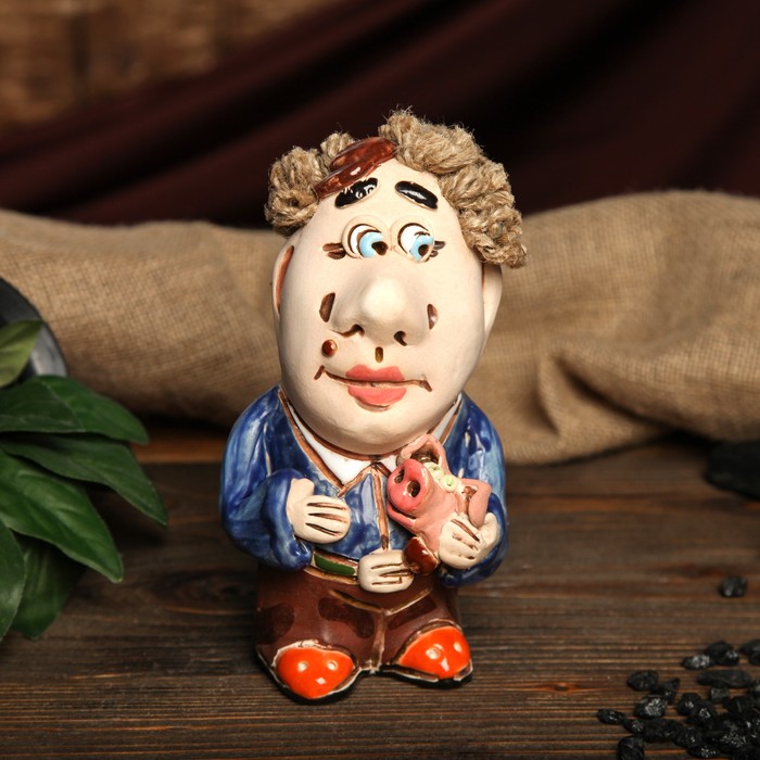 Копилка авторская "Босс со свинкой", микс