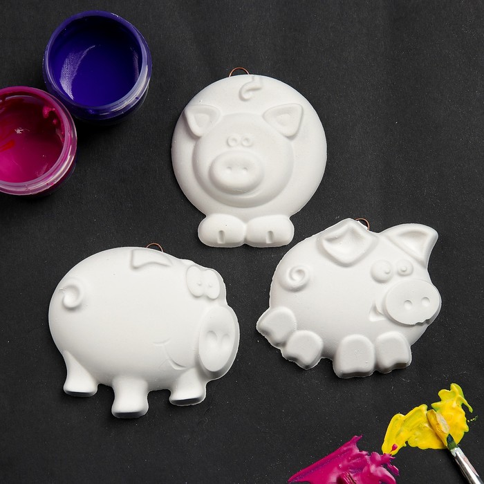 Набор под раскраску (с подвесом) "Поросячье трио" 3шт