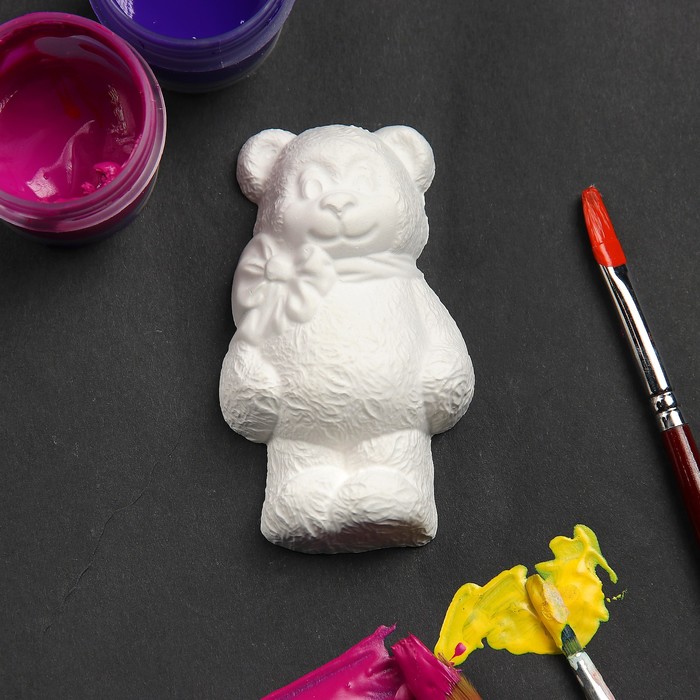 Фигурка под раскраску "Мишка с бантом" 8х5см