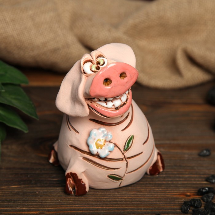 Копилка авторская "Свинка с цветами", микс