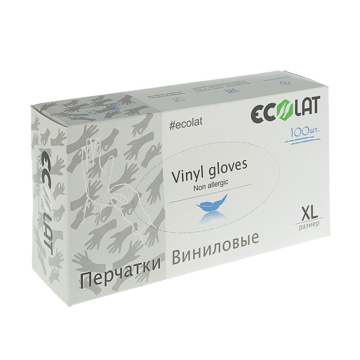 Виниловые перчатки EcoLat XL, 50 пар/100 шт