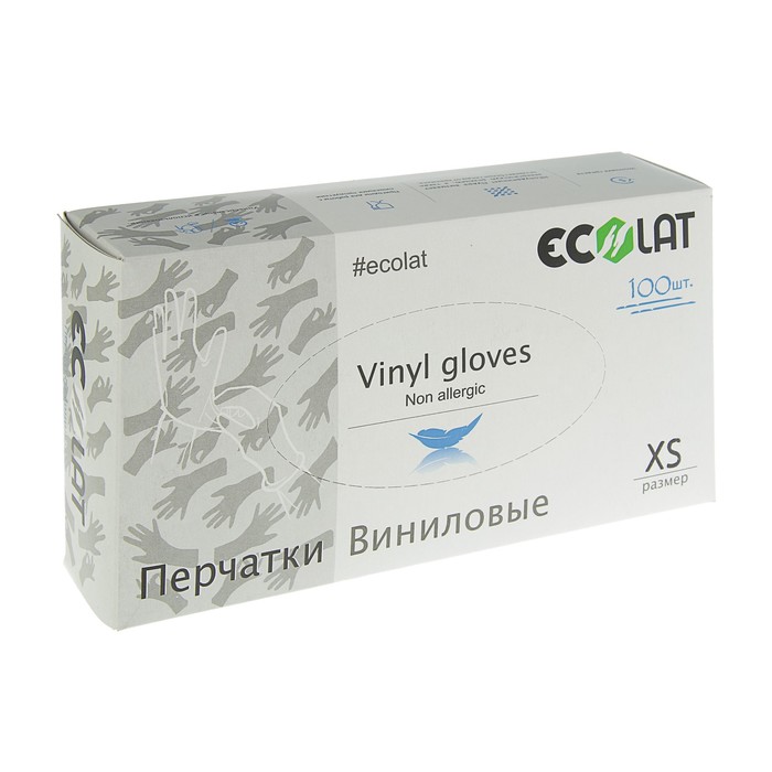 Виниловые перчатки EcoLat XS, 50 пар/100 шт