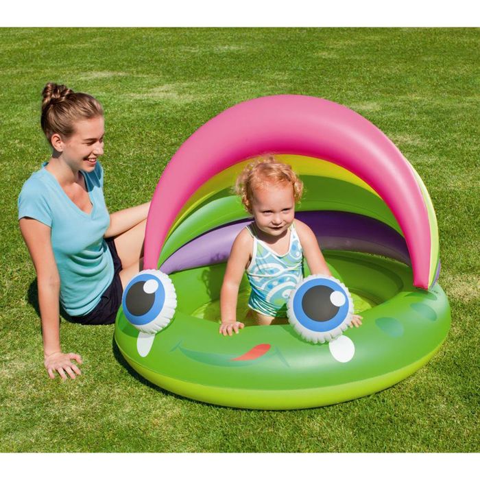 Бассейн надувной со съемным навесом от солнца "Лягушка", 109 х 104 х76 см, 30 л