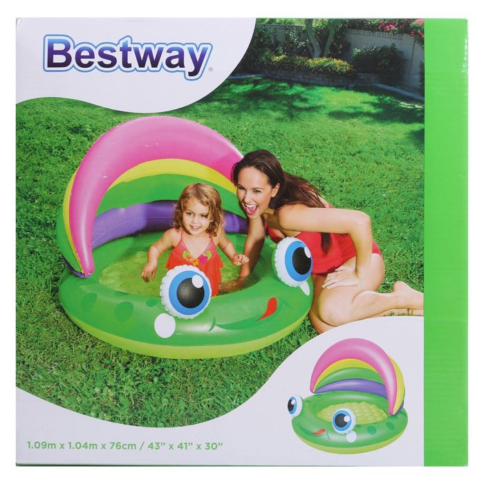 Бассейн надувной со съемным навесом от солнца "Лягушка", 109 х 104 х76 см, 30 л