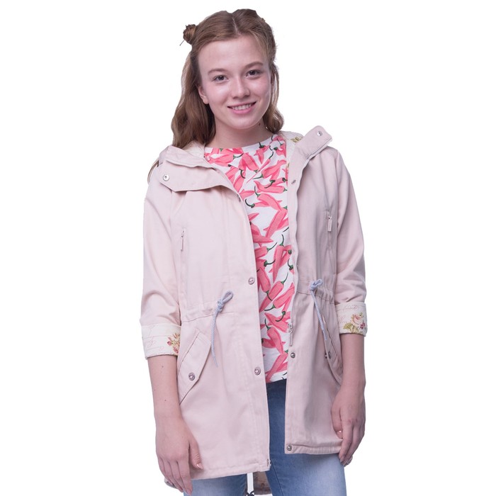 Парка для девочки, рост 140 см, цвет бежевый