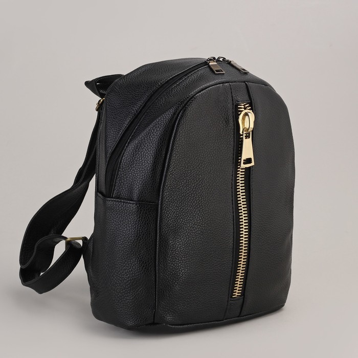 Рюкзак молодёжный, отдел на молнии, 4 наружных кармана, цвет чёрный