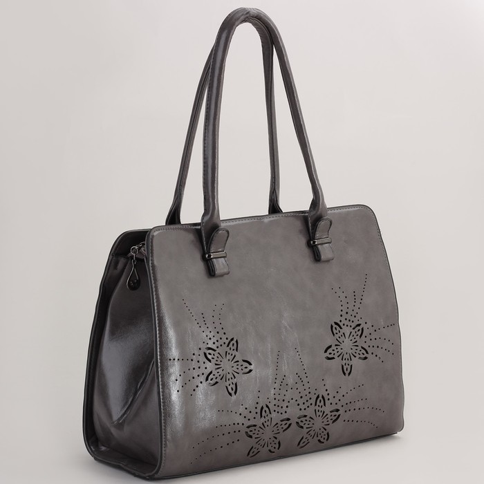 Сумка женская, отдел на молнии, наружный карман, цвет серый