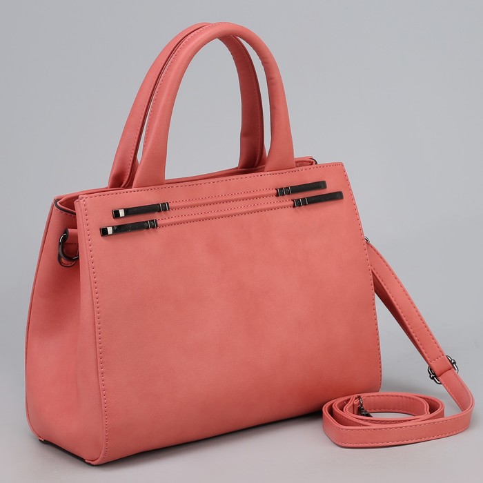 Сумка женская, отдел с перегородкой на молнии, наружный карман, длинный ремень, цвет розовый