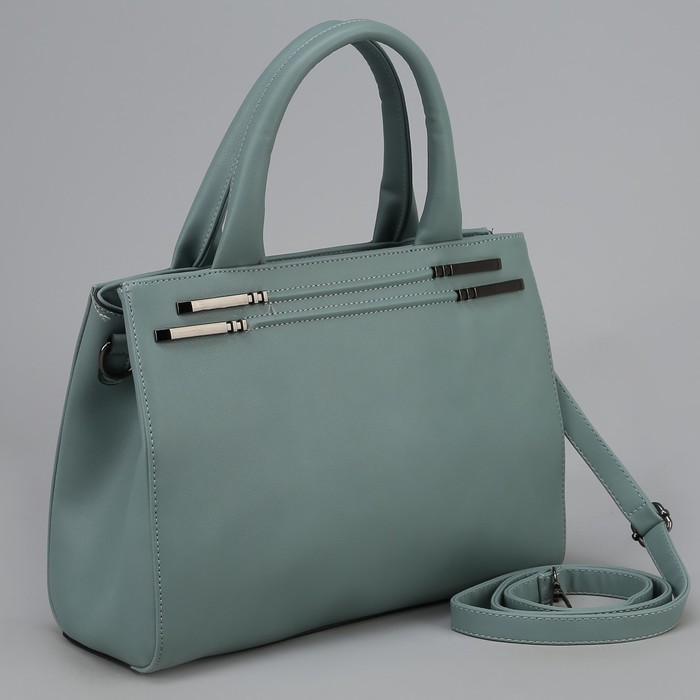 Сумка женская, отдел с перегородкой на молнии, наружный карман, длинный ремень, цвет голубой