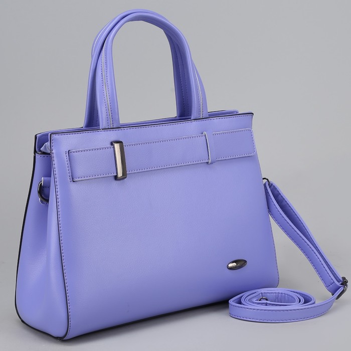 Сумка женская, 2 отдела на молниях, наружный карман, длинный ремень, цвет фиолетовый