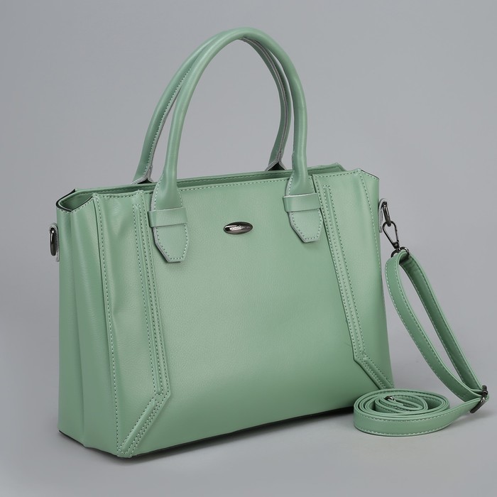 Сумка женская, отдел с перегородкой на молнии, наружный карман, длинный ремень, цвет зелёный