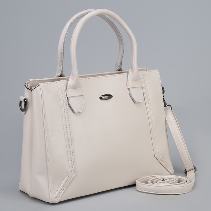 Сумка женская, отдел с перегородкой на молнии, наружный карман, длинный ремень, цвет белый