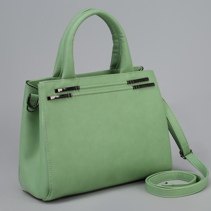Сумка женская, отдел с перегородкой на молнии, наружный карман, длинный ремень, цвет зелёный