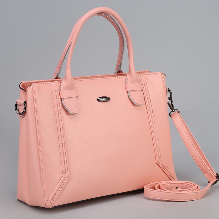 Сумка женская, отдел с перегородкой на молнии, наружный карман, длинный ремень, цвет розовый