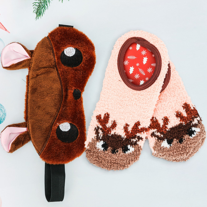 Набор "Олень", маска для сна, носки