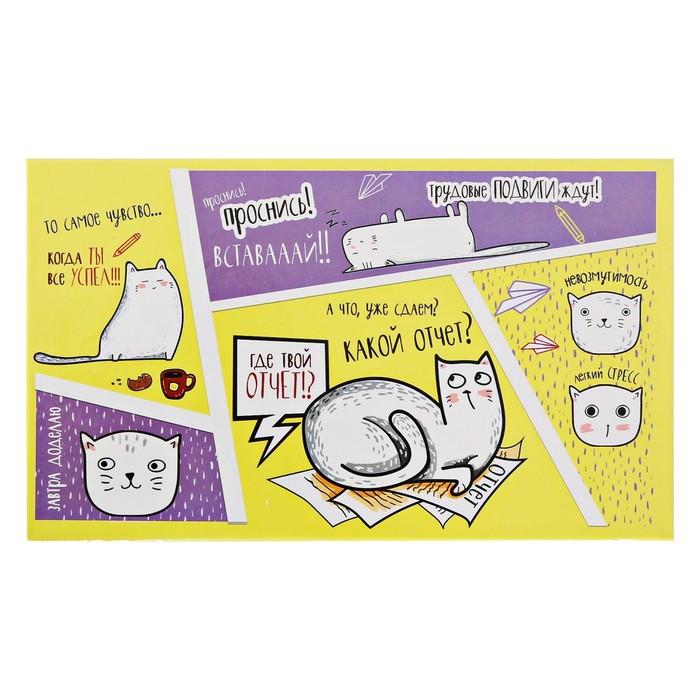 Бумажный блок в пластиковом футляре "Где твой отчёт?": 100 листов и 2 набора стикеров