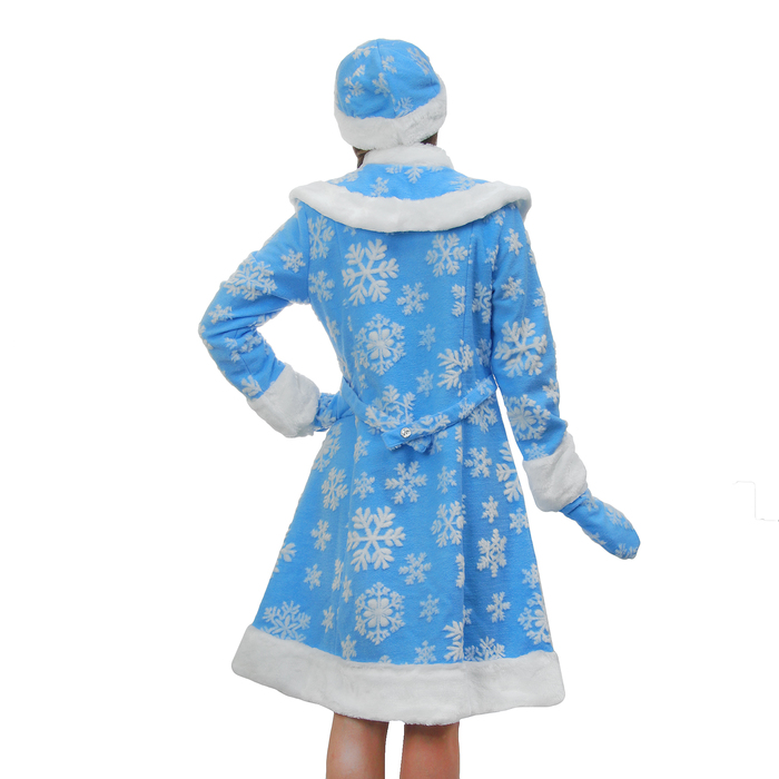 Карнавальный костюм "Снегурочка Боярская", шубка, шапочка, рукавички, размер 48