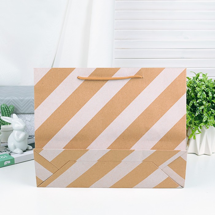 Пакет крафт "Диагональ", 40 х11 х 30 см