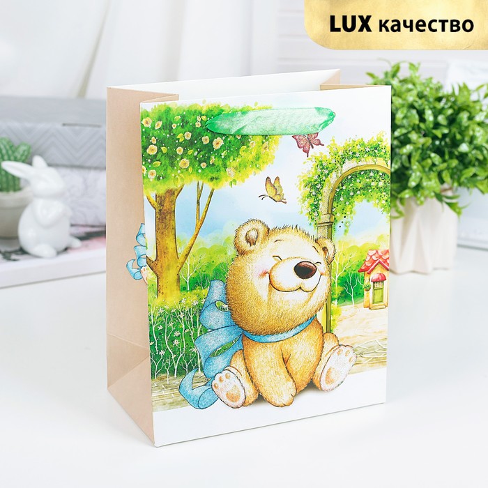 Пакет подарочный "Прогулка", люкс, 18 х 8 х 23 см