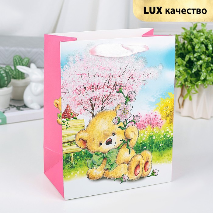 Пакет подарочный "Цветение", люкс, 18 х 8 х 23 см