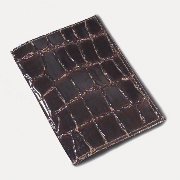 Обложка для автодок., б/з, цвет коричневый темный крокодил