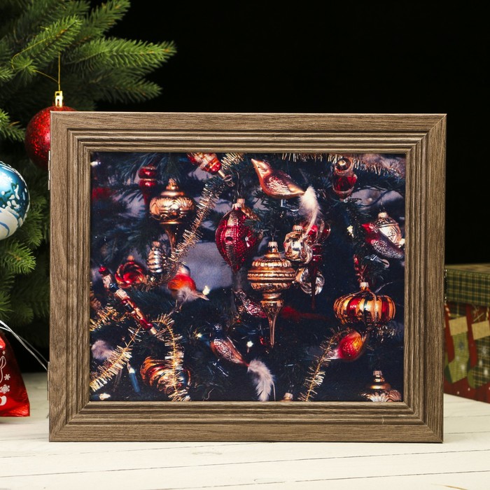 Ключница "Новогодняя елка" Коричневая 30х25х5 см