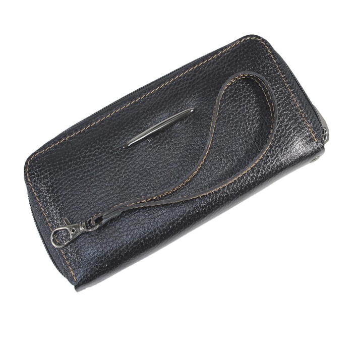 Кошелёк женский, молния, цвет чёрный флотер джинс