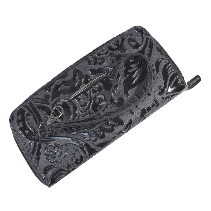 Кошелёк женский, молния, цвет чёрный пион