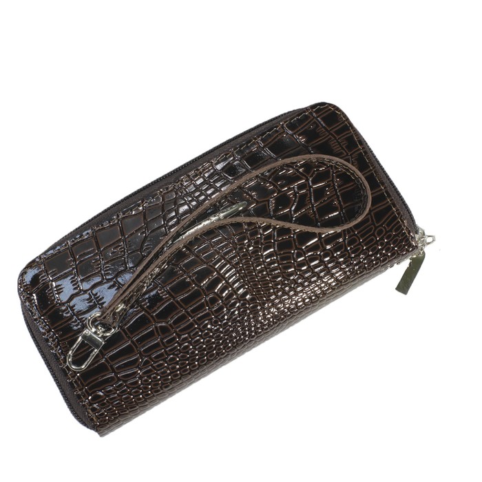 Кошелёк женский, молния, цвет коричневый крок.мелкий