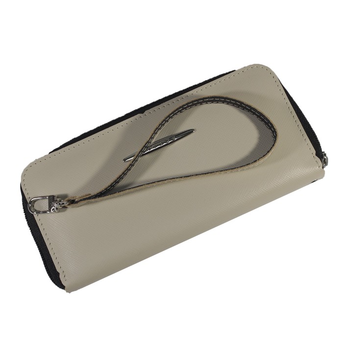 Кошелёк женский, молния, цвет бежевый сафьян/чёрный сафьян