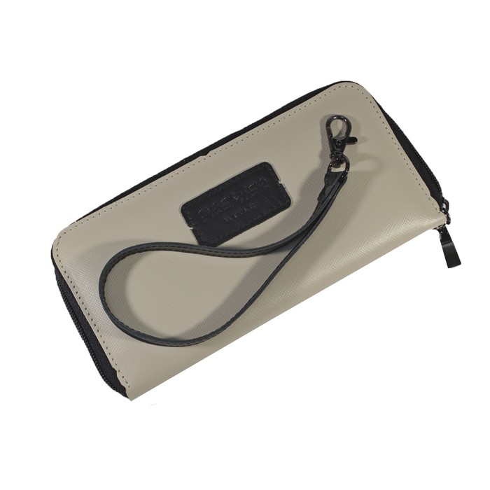 Кошелёк женский, молния, цвет бежевый сафьян/чёрный сафьян