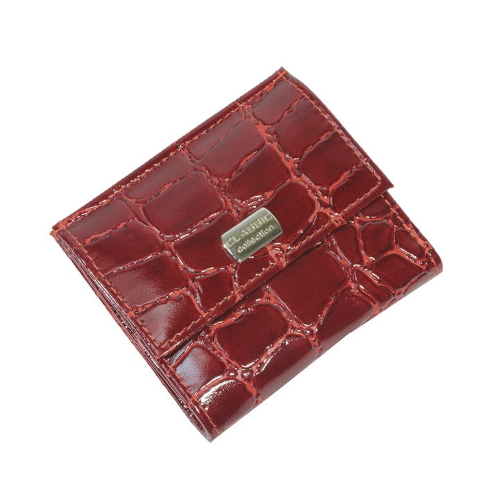 Кошелёк женский, кнопка, цвет красный крокодил