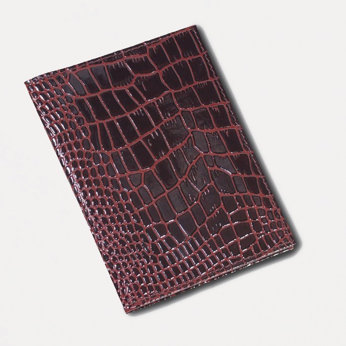 Обложка для автодок., б/з, цвет бордовый крокодил