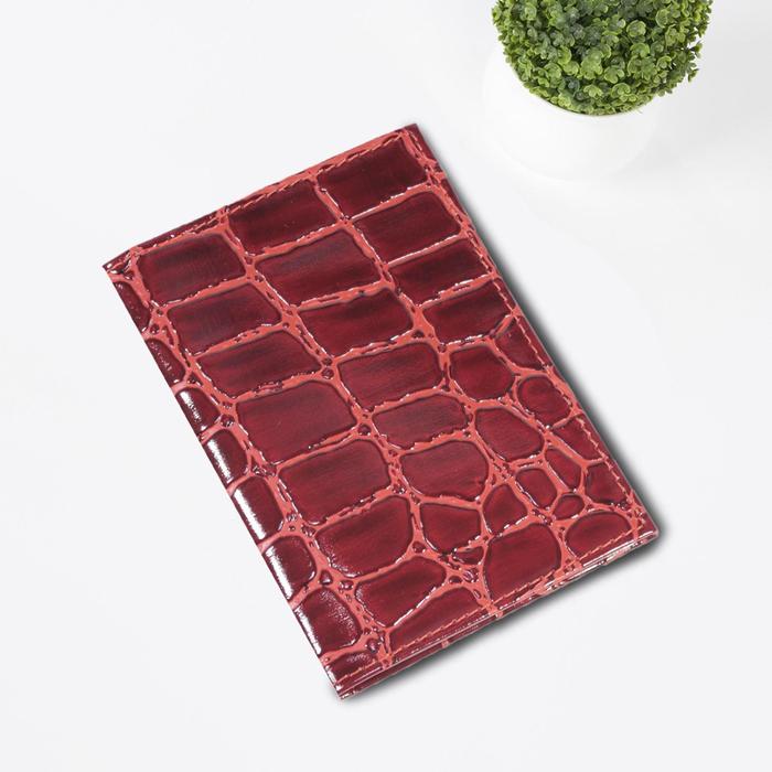 Обложка для автодок., б/з, цвет красный крокодил