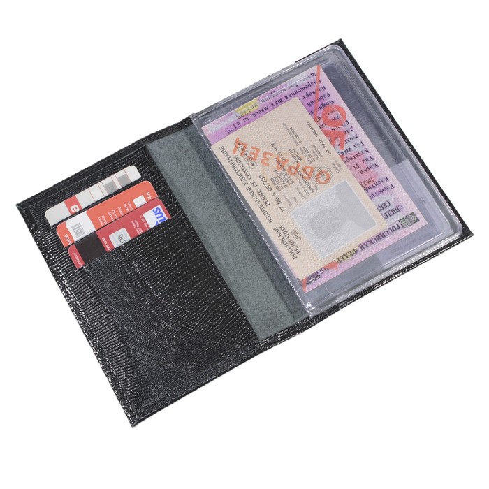 Обложка для автодок., б/з, цвет чёрный флотер джинс