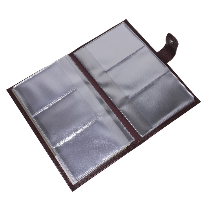 Визитница, кнопка, цвет бордовый сафьян