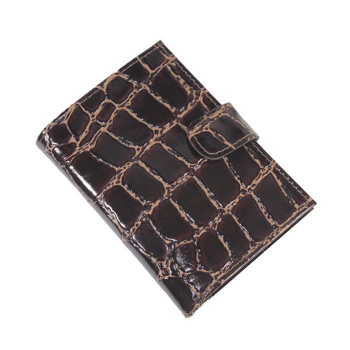 Кошелёк мужской, кнопка, цвет коричневый крокодил
