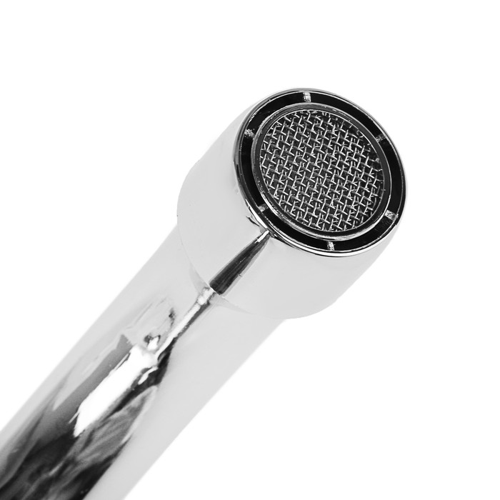 Излив для смесителя, S-образный, сталь, 30 см, аэратор пластик, сетка металл